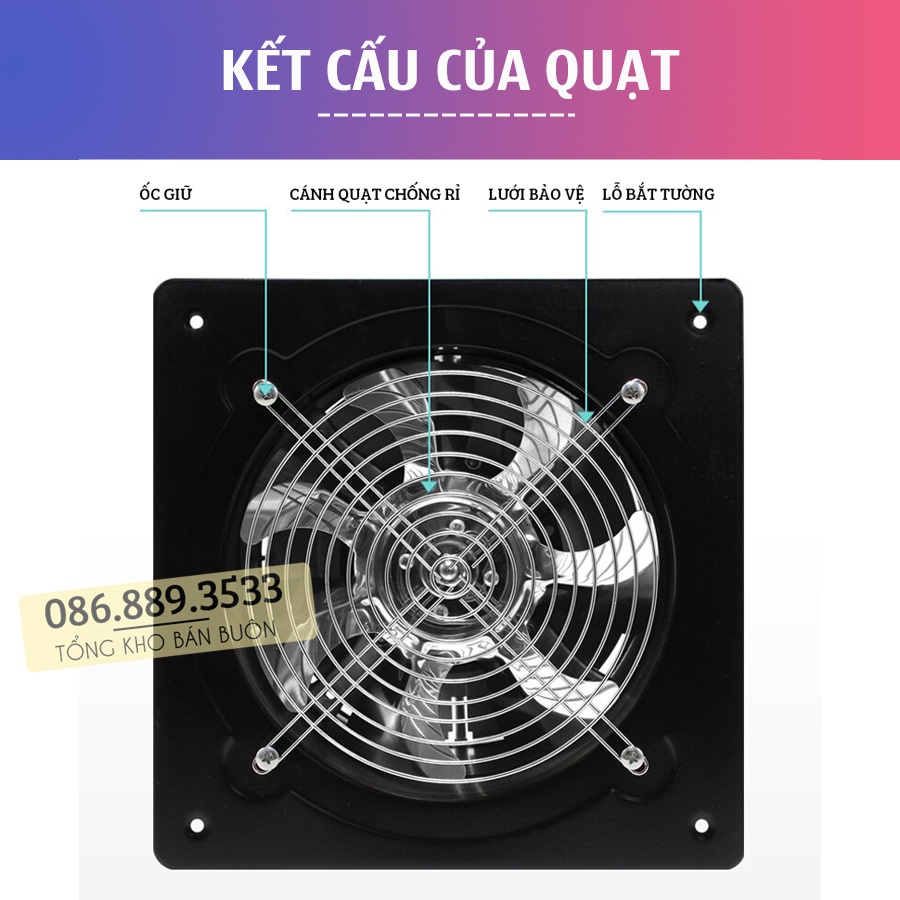 Quạt Hút Thông Gió FD 100 / FA 100 Sức Gió 140 m3/h - Quạt Hút Mùi Nhà Bếp , Nhà Vệ Sinh , Phòng Ngủ - Công Suất 20W