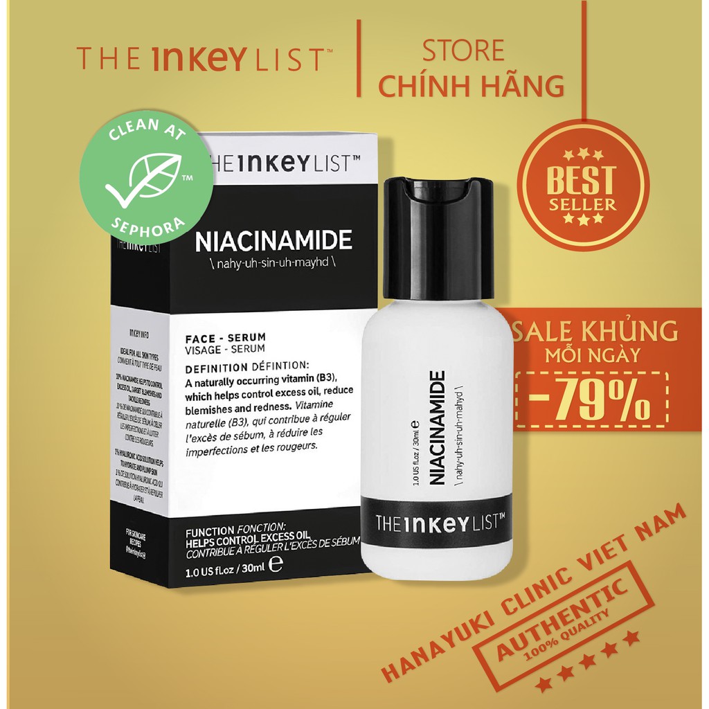 Bill Sephora - Serum phục hồi da dầu mụn Niacinamide The Inkey List Chính Hãng - Hanayuki Asia