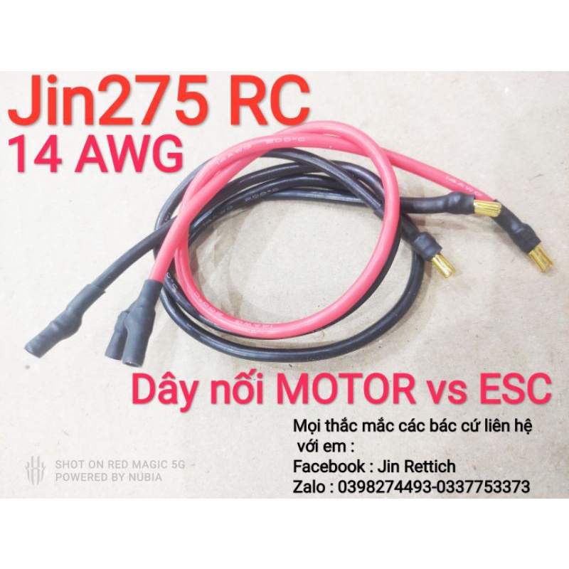 Dây nối dài Motor Esc 14 Awg 10- 50 cm cho máy bay, tàu thuyền, cano, oto Rc