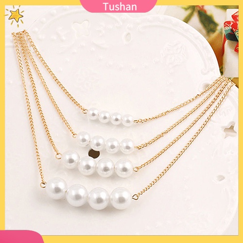 Vòng cổ nữ nhiều lớp đính ngọc trai giả sang trọng