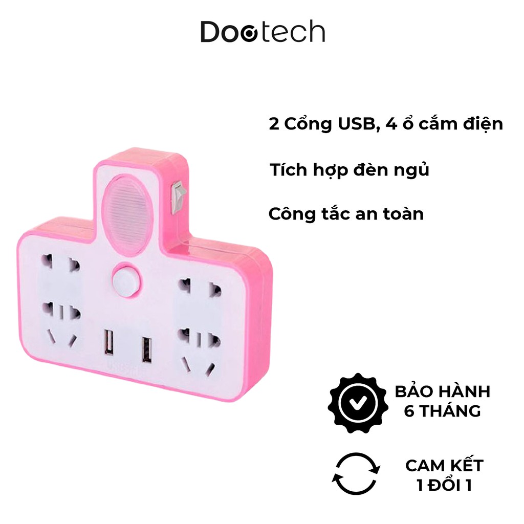 Ổ điện đa năng tich hợp 2 cổng USB sạc điện thoại kiêm đèn ngủ