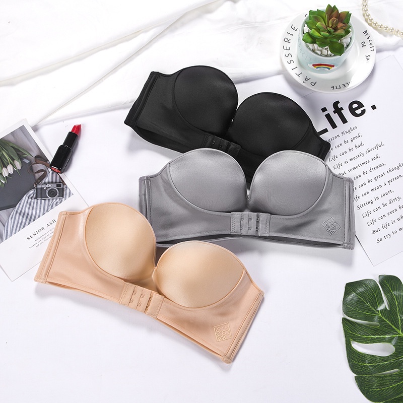 Áo Ngực Su Quây Chống Tuột Nâng Ngực Cúp Ngang Không Gọng Cao Cấp Cài Trước Quyến Rũ - Subo Shop