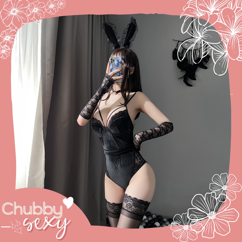 Cosplay Bé Thỏ Gợi Cảm - Bodysuit Nhung Có Bờm Tai Dài Và Vòng Cổ Kèm Cục Bông Kích Thích Quyến Rũ - BDS16 - Chubby.Sexy | BigBuy360 - bigbuy360.vn