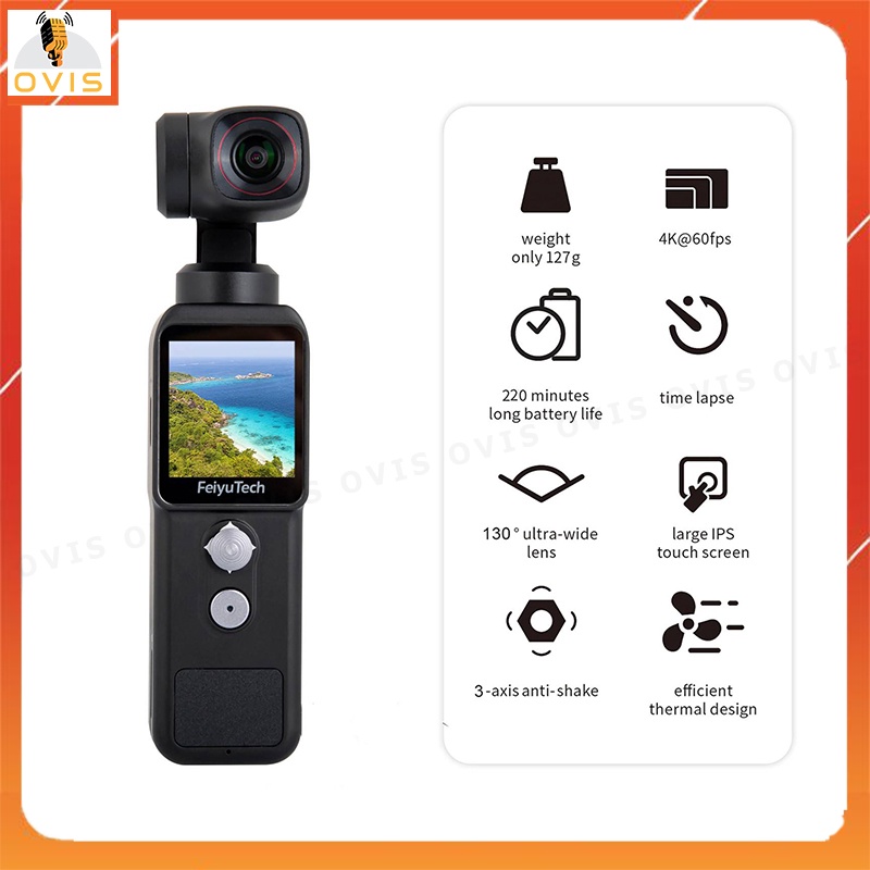 Feiyu Pocket 2 - Camera Action Nhỏ Gọn, Góc Quay Siêu Rộng 130°, Zoom 4x, Quay Video 4K, Theo Dõi Khuôn Mặt
