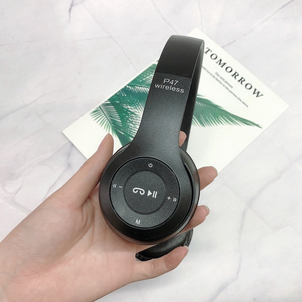Tai Nghe Chụp Tai Bluetooth Không Dây P47 Có Mic Chơi Game Nghe Nhạc Xem Phim Học Zoom - Headphone Chất Lượng Cao