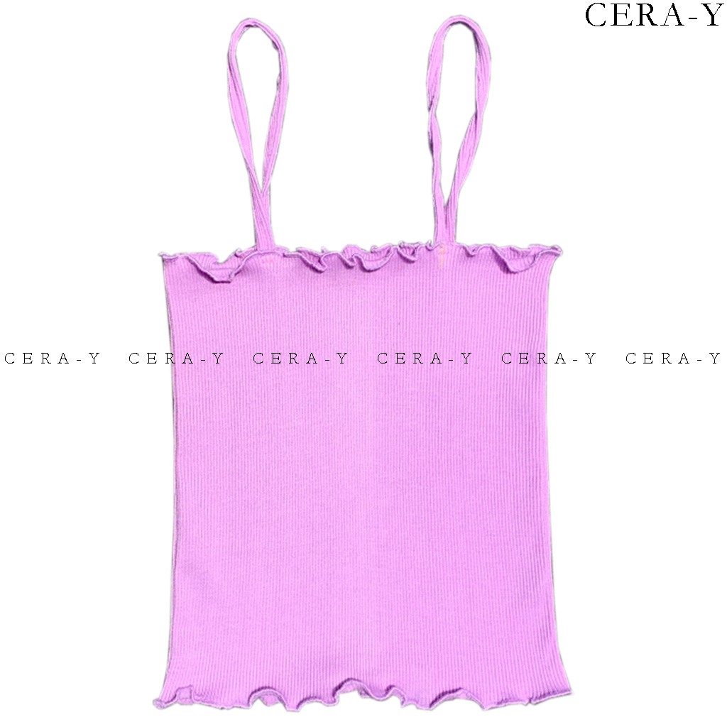 [Mã BMBAU50 giảm 7% đơn 99K] Áo bra hai dây sợi bún cuốn biên croptop CERA-Y màu đen CRA021