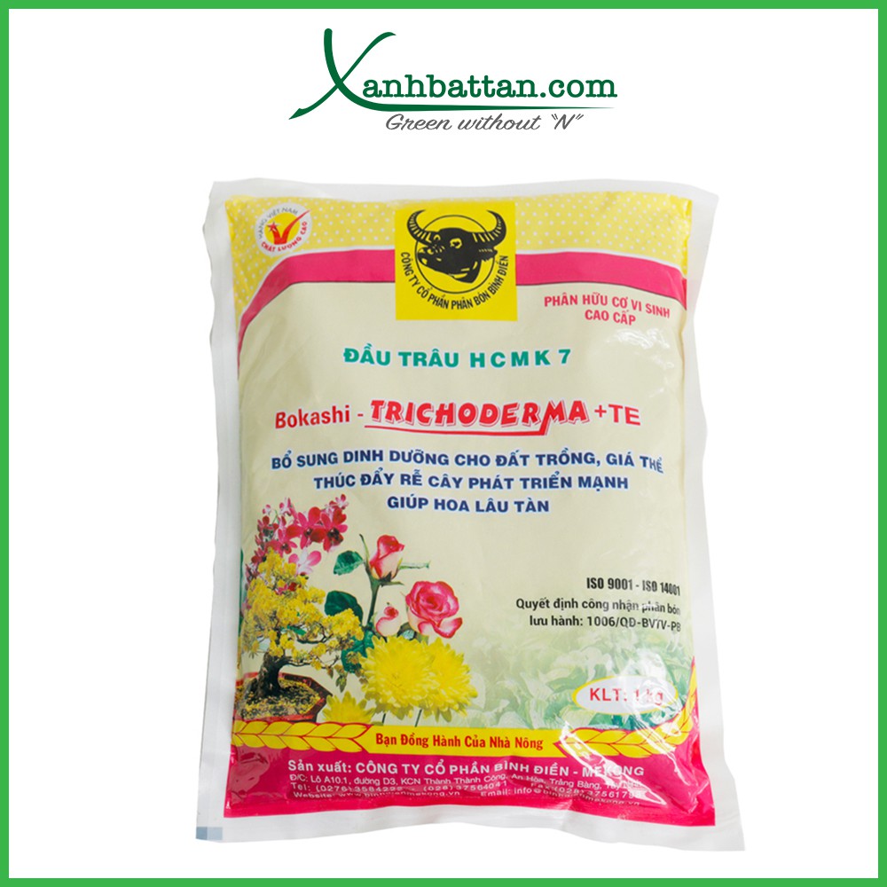 Phân hữu cơ vi sinh Đầu Trâu HCMK7 bổ sung hữu cơ, kháng nấm bệnh ở rễ, cải tạo đất trồng loại 1 KG