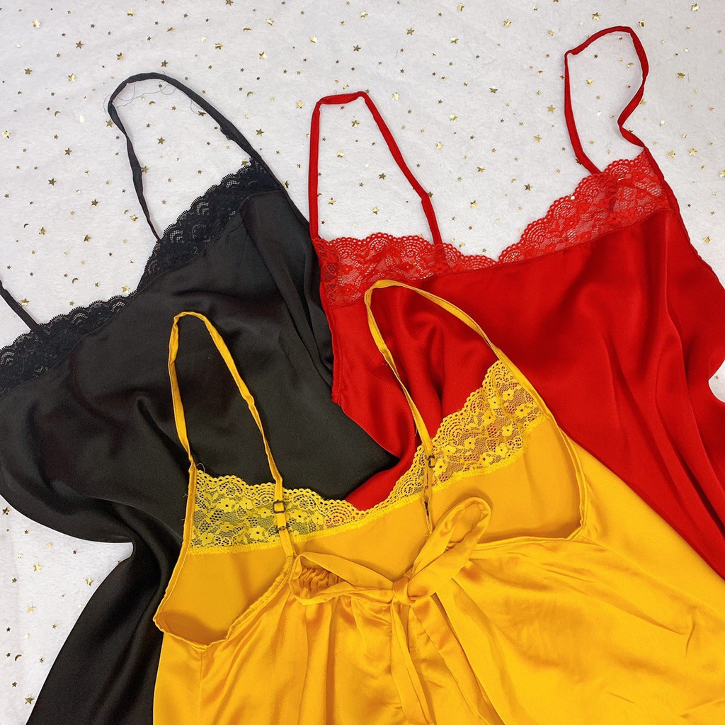 Đồ ngủ sexy 🌺 Freeship 🌺 Đồ ngủ nữ sexy nữ vải satin phối ren quyến rũ Freesize 40-60kg - Linqu Sleepwear | BigBuy360 - bigbuy360.vn