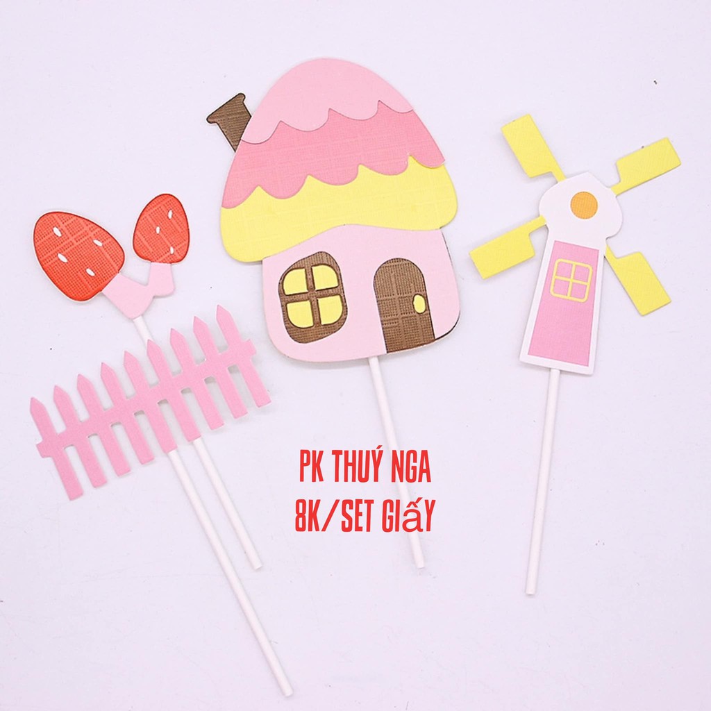 5 set nhà nấm trang trí bánh kem