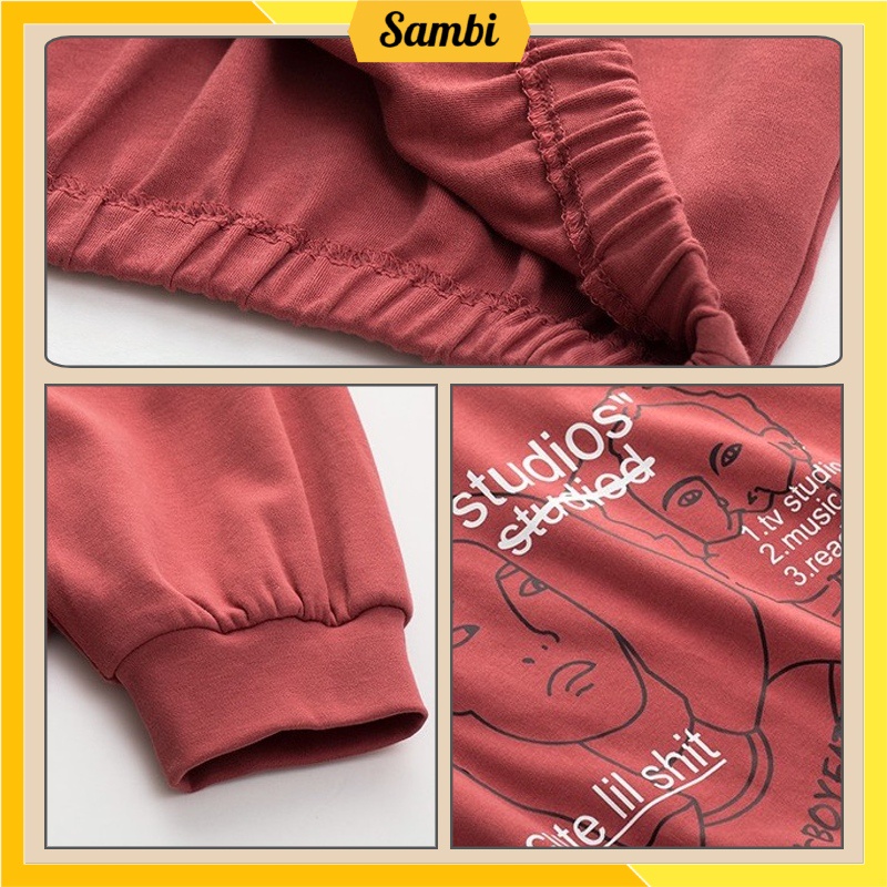Bộ đồ thu đông nữ Sambi bộ mặc nhà dài tay quần kẻ họa tiết dễ thương cao cấp | BigBuy360 - bigbuy360.vn