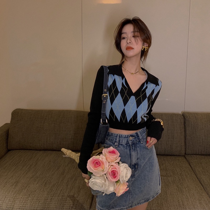 Áo khoác Sweater dáng ngắn phong cách Anh Quốc thời trang mùa thu cho nữ 2021 | BigBuy360 - bigbuy360.vn