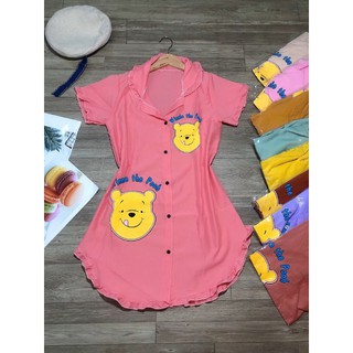 Đầm ngủ sơ mi mặc nhà hoạt hình kate lụa mát mềm mịn_Thiên Tuệ store