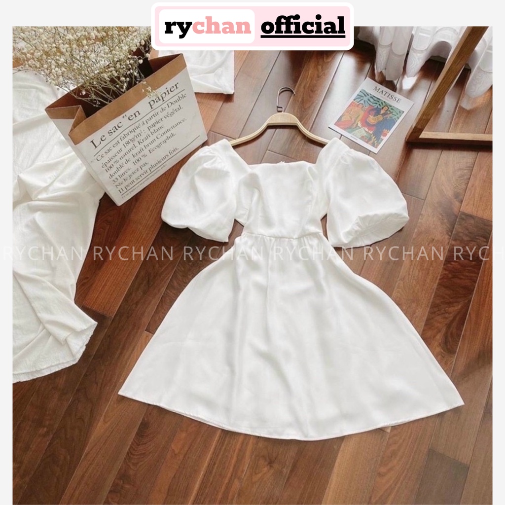 Đầm Babydoll Màu Trắng Cổ Vuông Tay Ngắn Phồng Cực Hot Hit [ẢNH THẬT CUỐI] - DX9897