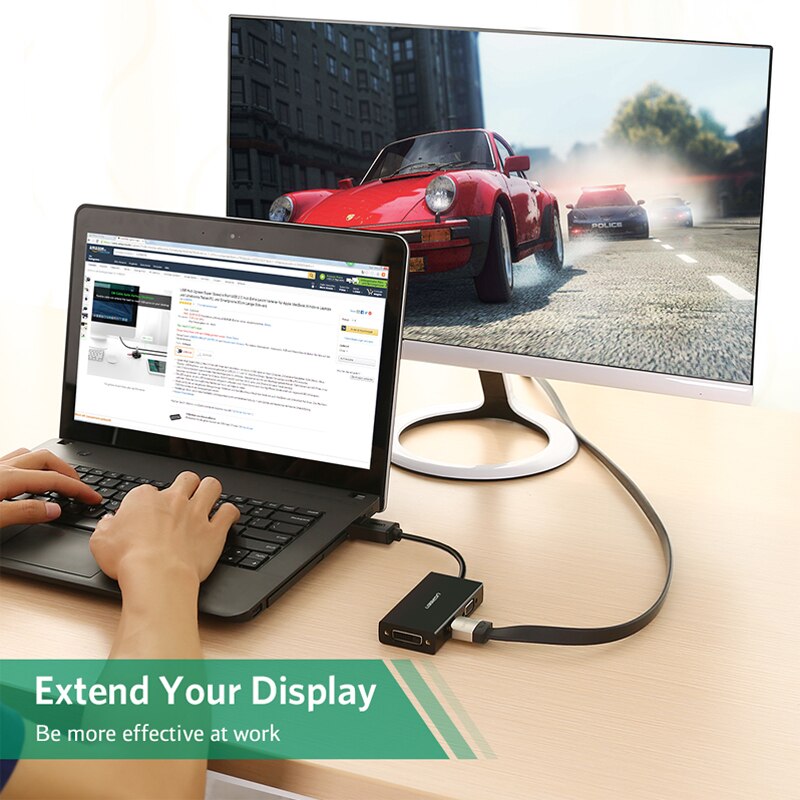 Ugreen Cáp Chuyển Đổi 3 Trong 1 DP Sang HM VGA DVI 4K Cho Máy Tính Laptop