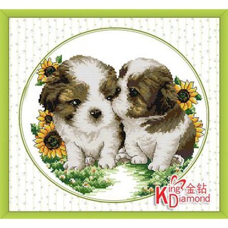 Tranh Thêu Chữ Thập Tình Cảm Cún Con RY1859 (KHÁCH TỰ THÊU) KT:42X36CM