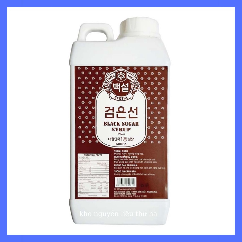 siro đường đen-Siro đường đen Hàn Quốc can 1000ml-nguyên liệu làm trà sữa