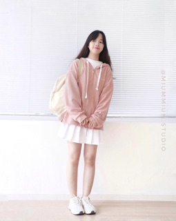 MIUM PASTEL HOODIE ZIP-PINK