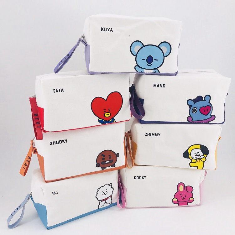 Bóp Viết Vải canvas PU In Hình BTS Bt21 Dễ Thương