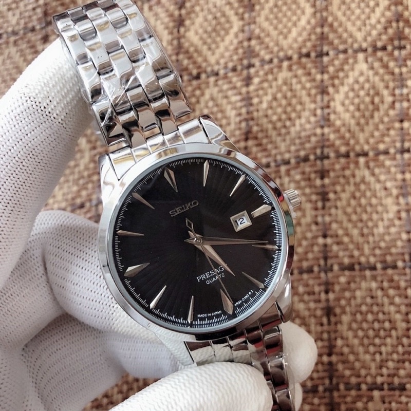 Đồng hồ nam seiko dây kim loại dây thép chống gỉ chống nước chống xước,Tặng kèm dụng cụ cắt mắt dây đeo