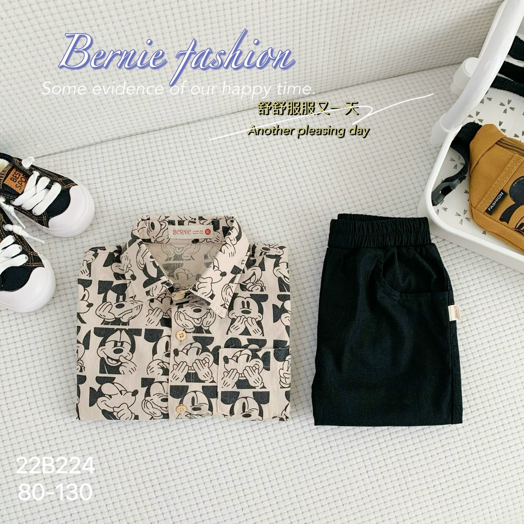 BERNIE - BỘ SƠMI MICKEY DÀI TAY SIÊU HOT HIT CHO BÉ