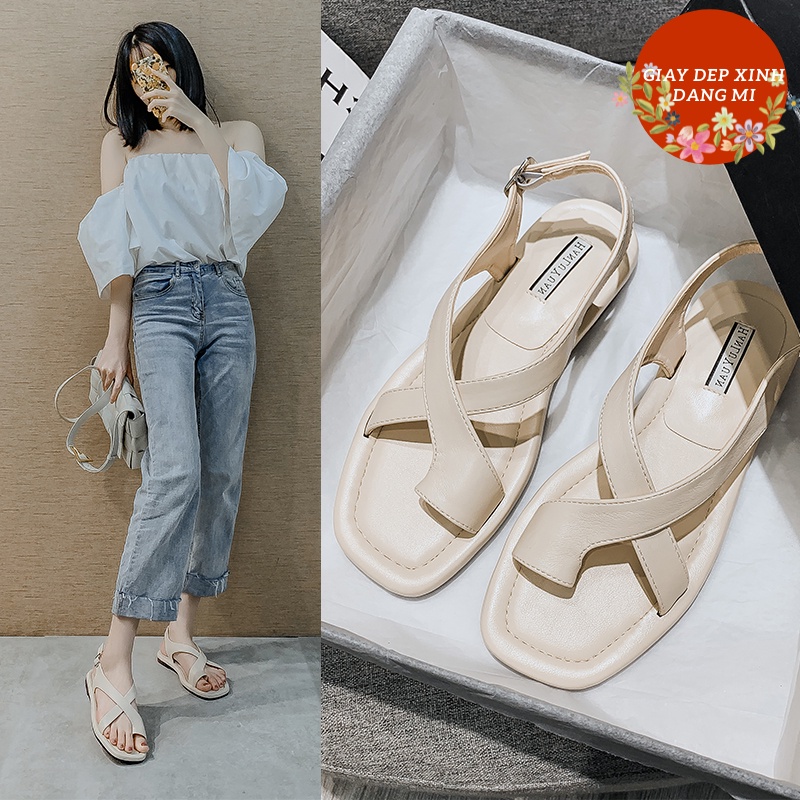 Giày Sandal nữ xỏ ngón đi học đế bệt hot new - SD 0296 - giaydepxinh.dangmi