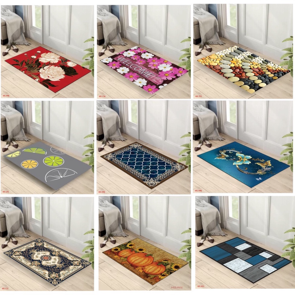 thảm lau chân 3d, thảm chùi chân thấm nước chống trơn trượt 40x60cm
