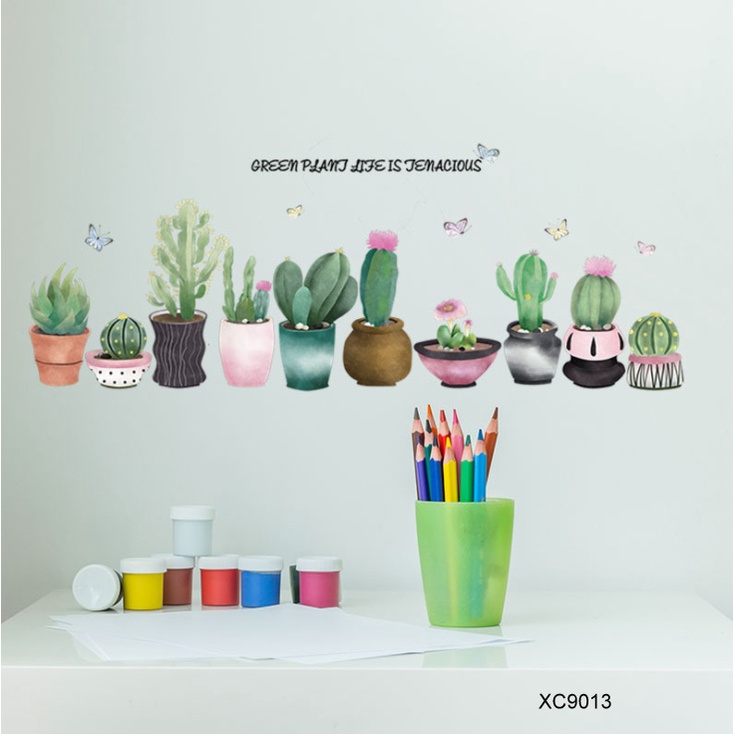 Decal trang trí chạu xương rồng chất liệu PVC sắc nét