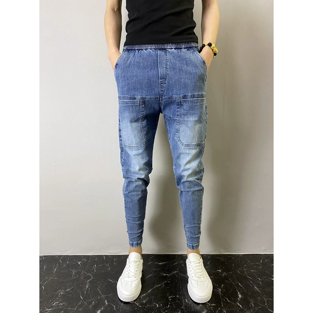 Quần Jean Jogger Nam Phong Cách Thể Thao Xu Hướng Quần Cạp Chun Bo Gấu