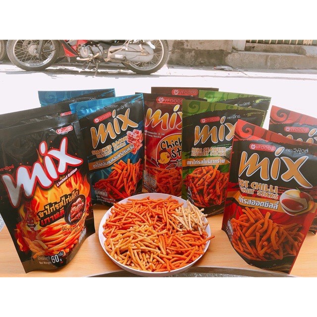 Snack bim bim que Mix Vfoods Thái Lan 60g các vị- Bim bim tăm mix