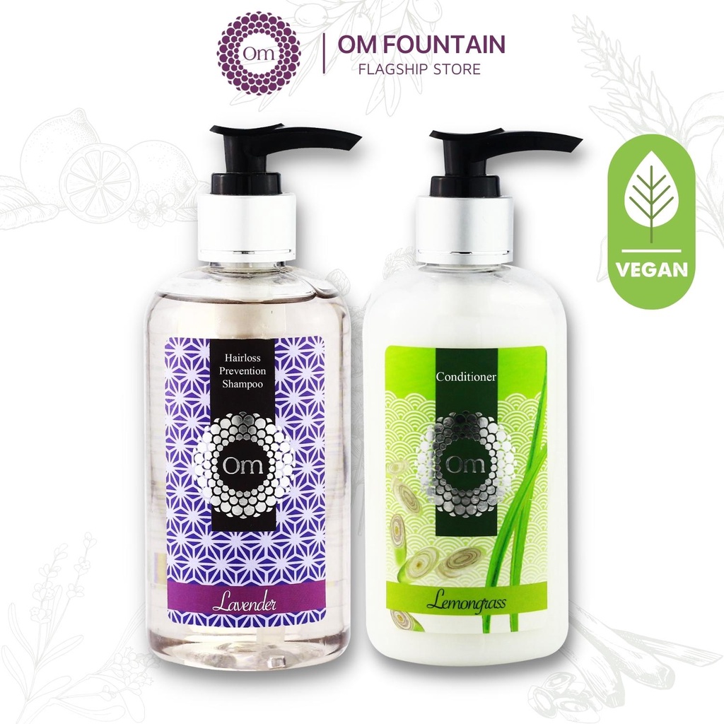 Combo Dầu gội ngừa rụng và sạch gàu dành cho tóc nhuộm Tinh Dầu Oải Hương Lavender 250ml - Om Fountain
