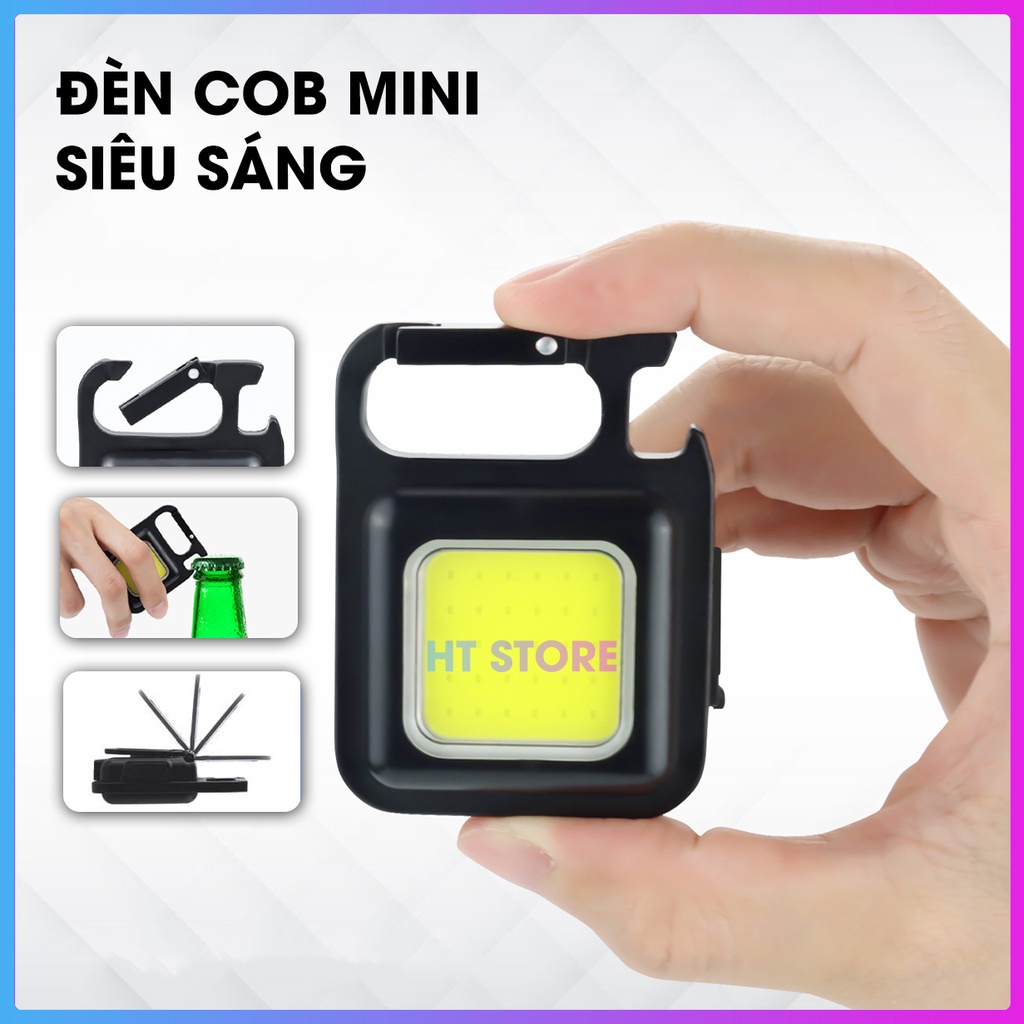 Móc Khóa Đèn LED COB Mini Siêu Sáng Sạc USB Tiện Dụng - Đèn Pin Mini Siêu Sáng COB Chính Hãng