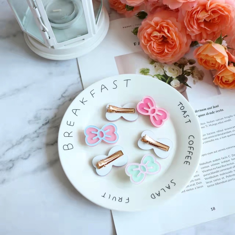 Kẹp Tóc Mái Mỏ Vịt Hình Nơ Trái Tim Màu Kẹo Ngọt Dễ Thương Phong Cách Hàn Quốc Nhật Bản Cho Nữ