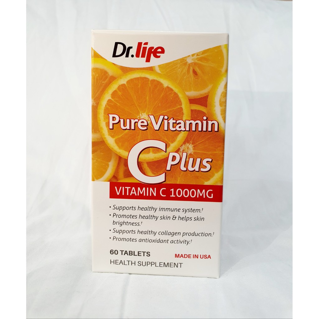 Viên uống chống lão hóa da và tăng cường sức đề kháng Dr. Life Pure Vitamin C Plus – 1000mg