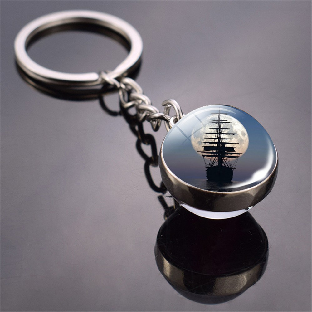 💍MELODG💍 Women Solar System Keychain Jewelry Double Sided Planet Keyring Chain|Ball Pendant Fashion Glass Dome Time|Galaxy Ball