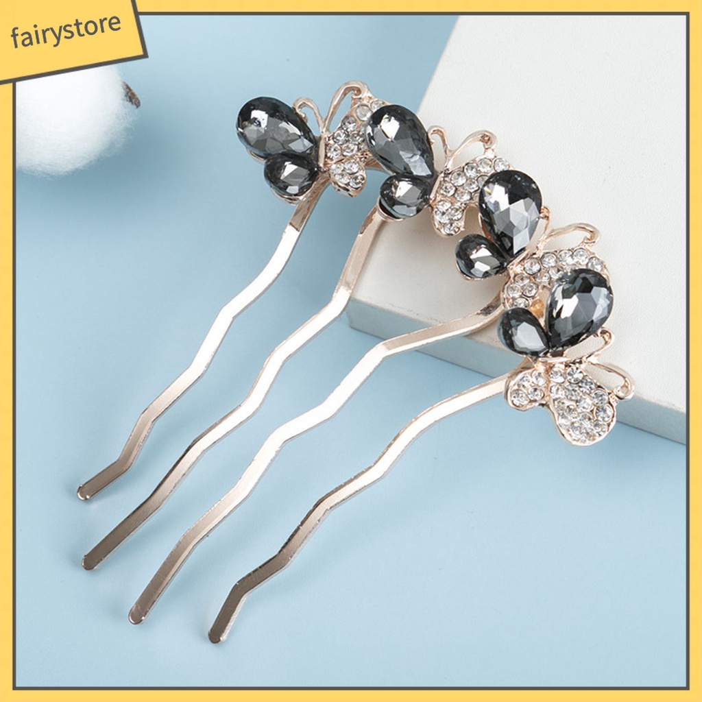 Lược Cài Tóc Hình Bướm Đính Đá Chất Lượng Cao