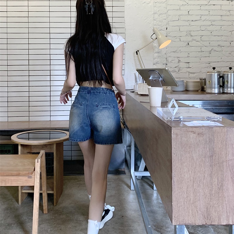 Quần Short Denim Giả Váy Chữ a Lưng Cao Thời Trang Mùa Hè Cho Nữ