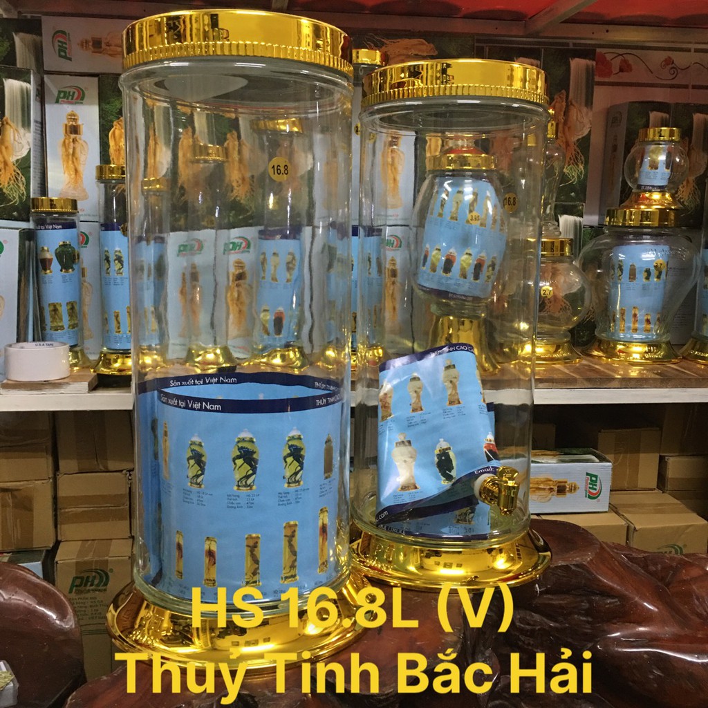 Bình Thủy Tinh Ngâm Rượu SX Tại Việt Nam HS-16.8 Lít - Thủy Tinh Bắc Hải