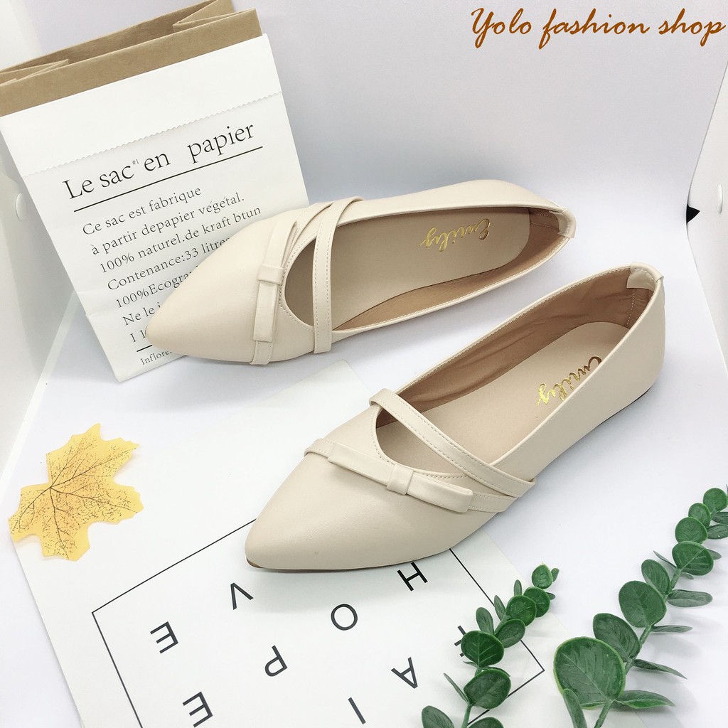 Hình thật -B5-Giày bệt búp bê nữ đính nơ hàng VNXK siêu mềm êm chân