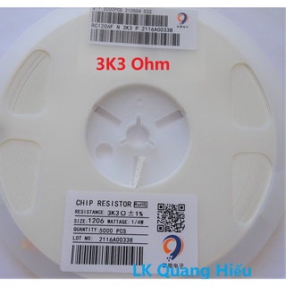Điện trở dán 3k3 ohm smd 1206 1% 1/4w điện trở dán 3.3 k