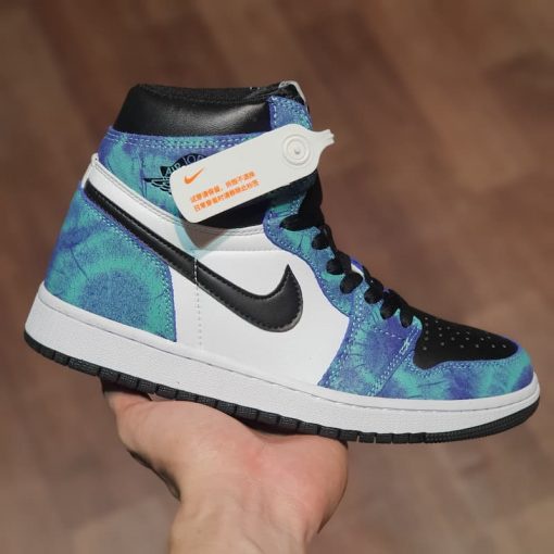 Giầy jordan 1 high tie dye, giày thể thao jd xanh loang nước biển cao cổ nam nữ full Box hàng cao cấp