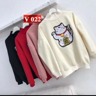 Sweater nỉ bông . mèo thần tài