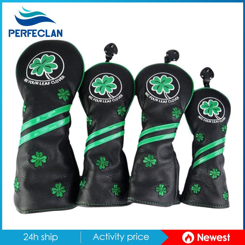 Set 4 Vỏ Bọc Đầu Gậy Đánh Golf Bằng Gỗ Chống Nước Màu Đen