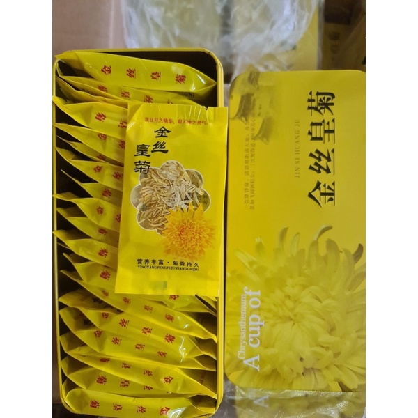Hộp trà hoa cúc hoàng kim - trà hoa cúc khô nguyên bông 20 gói
