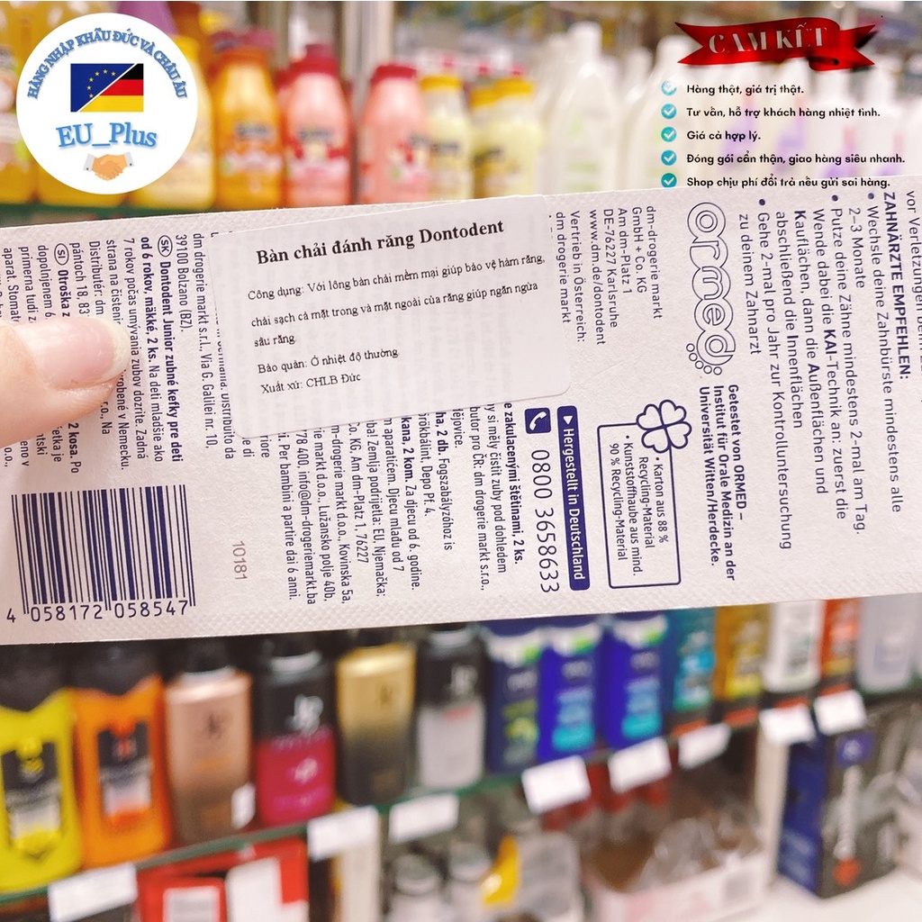 Sét 2 Bàn chải đánh răng Dontodent, từ 3 tuổi của Đức