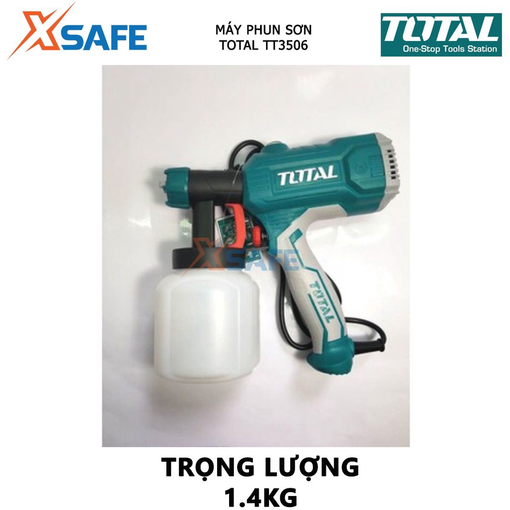 Máy phun sơn dùng điện TOTAL TT3506 Súng phun sơn 220-240V, công suất 450W, lưu lượng tối đa 380ml/phút - Chính hãng