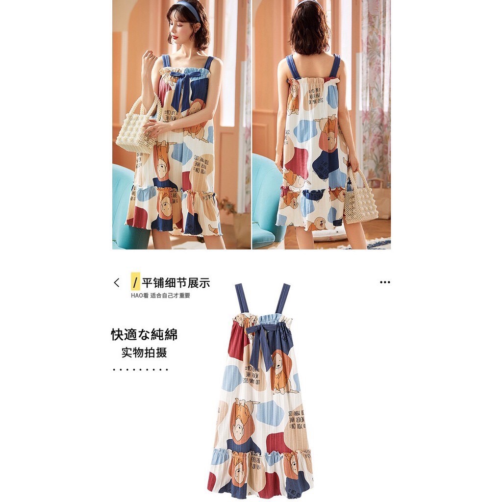 [Mã WASTUP giảm 10% tối đa 30K đơn 99K] Váy ngủ nữ,váy 2 dây nữ mùa hè chất cotton mềm mát | BigBuy360 - bigbuy360.vn