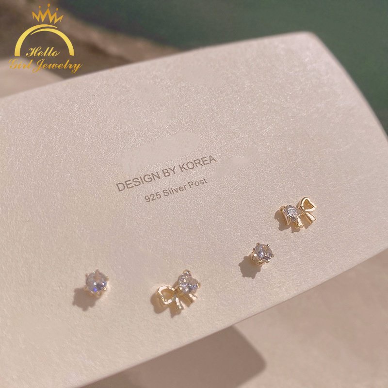 Ahellogirl Bông Tai Mạ Bạc 925 Hình Trái Tim Đính Đá Zircon Ngọc Trai Phong Cách Hàn Quốc Cho Nữ