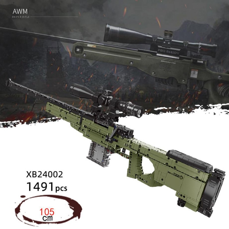 Đồ chơi Lắp ráp Mô hình  Mould king Simulation Modern military  ww2 AWM Sniper rifle Xingbao 24002