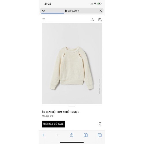 Áo Len Dáng Ngắn Bé Gái Khoét Ngực Kem Sữa ZR(cắt tag)