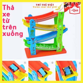 Đồ chơi Xe Ô Tô Cầu Trượt 4 Tầng Kèm 4 Xe Con Bằng Gỗ, Đồ Chơi Thông Minh An Toàn Cho Trẻ Từ 2-10 Tuổi TRITUEVIET